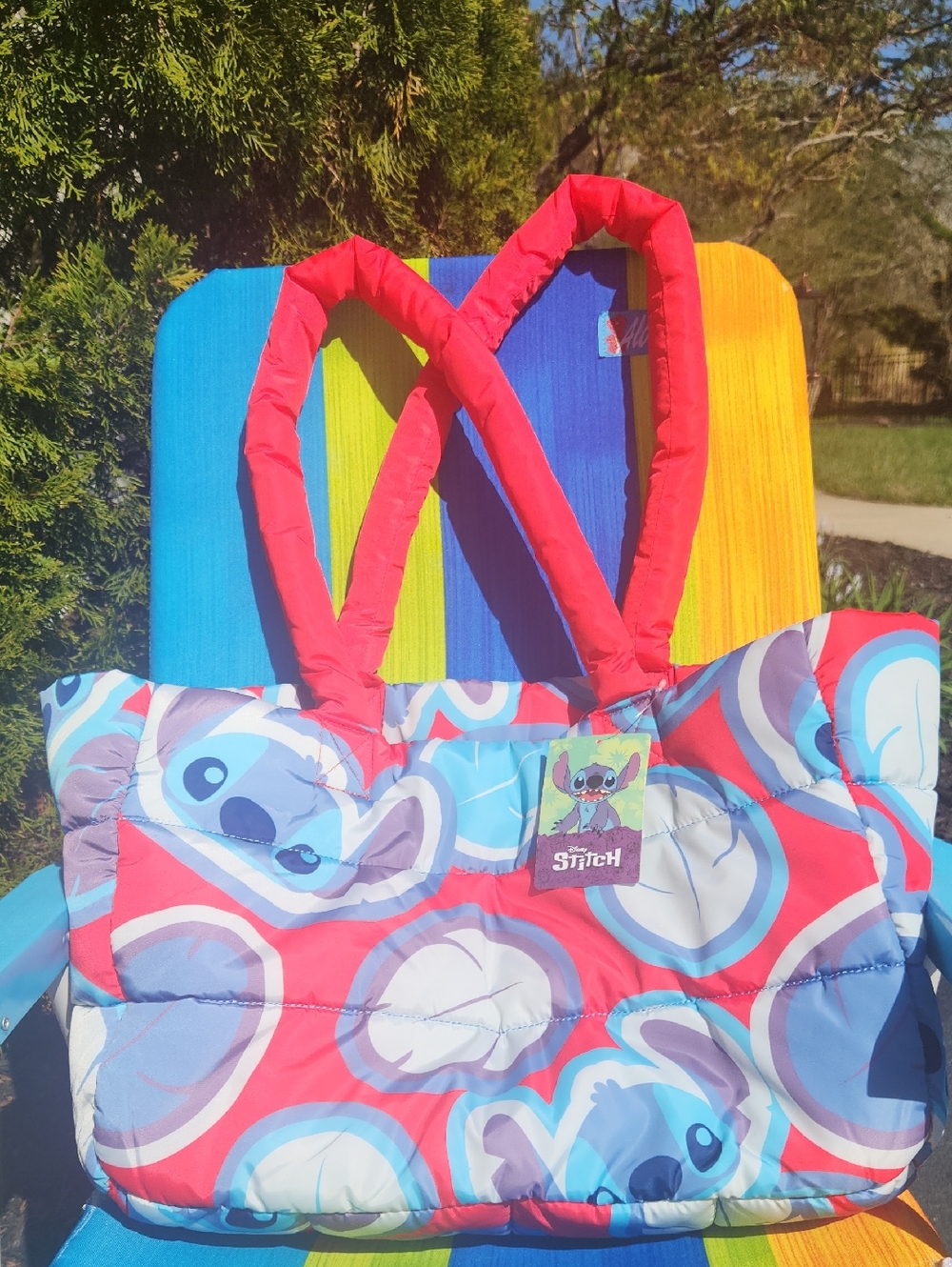 ✨️Disney Stitch Quilted Kids Tote Bag in Red, Blue & Purple